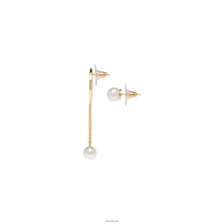 Jewels Logo Earrings Miu Miu XH28Z1318 Gold/Cream