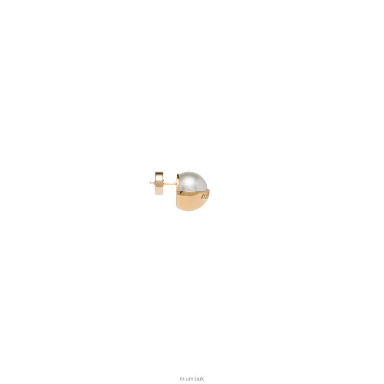 Jewels Metal And Pearl Earrings Miu Miu XH28Z1306 Gold/Cream