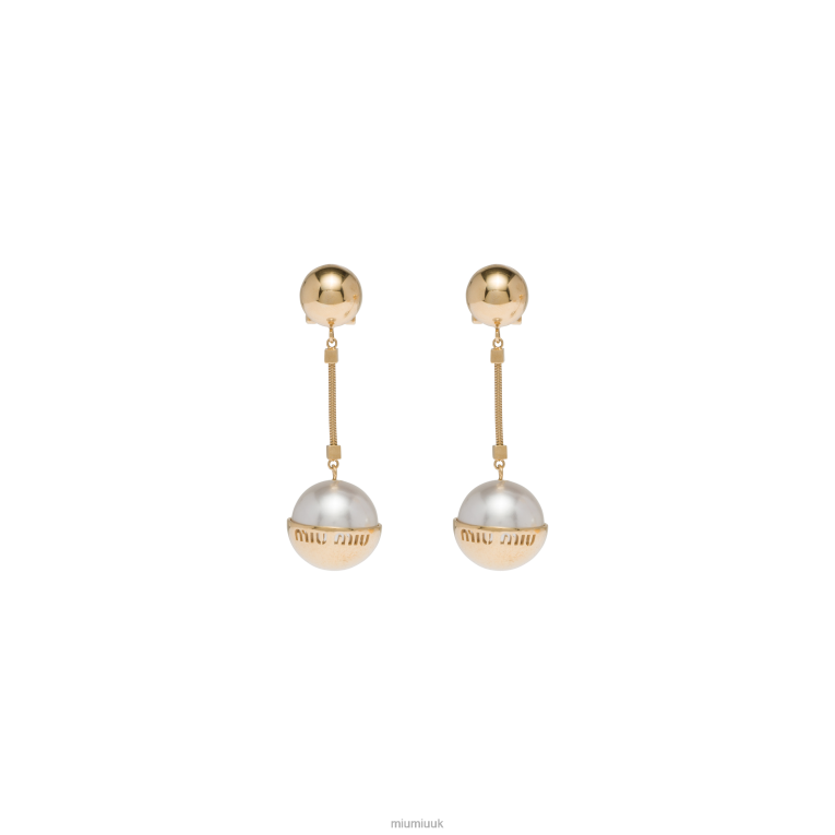 Jewels Metal And Pearl Earrings Miu Miu XH28Z1307 Gold/Cream
