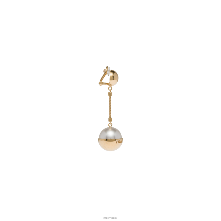 Jewels Metal And Pearl Earrings Miu Miu XH28Z1307 Gold/Cream