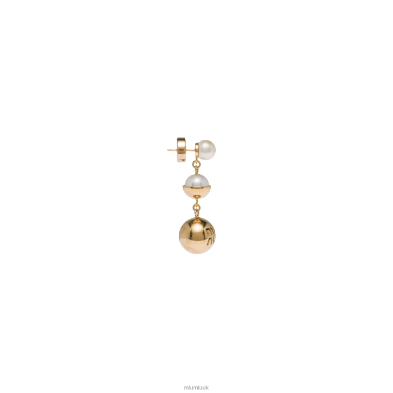 Jewels Metal And Pearl Earrings Miu Miu XH28Z1308 Gold/Cream