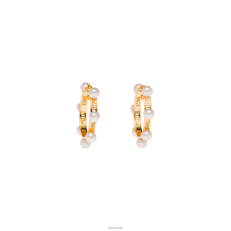 Jewels Metal And Pearl Earrings Miu Miu XH28Z1322 Gold/Cream