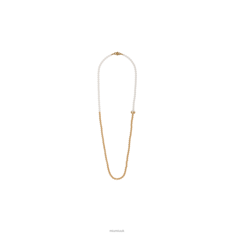 Jewels Metal And Pearl Necklace Miu Miu XH28Z1366 Gold/Cream