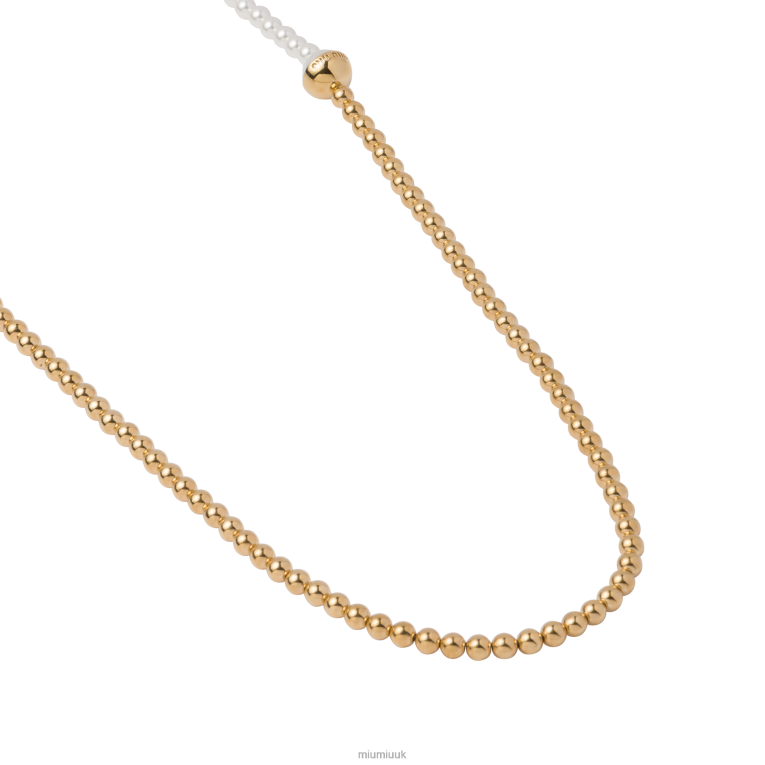 Jewels Metal And Pearl Necklace Miu Miu XH28Z1366 Gold/Cream