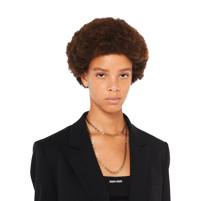 Jewels Metal Double Chain Necklace Miu Miu XH28Z1373 Gold