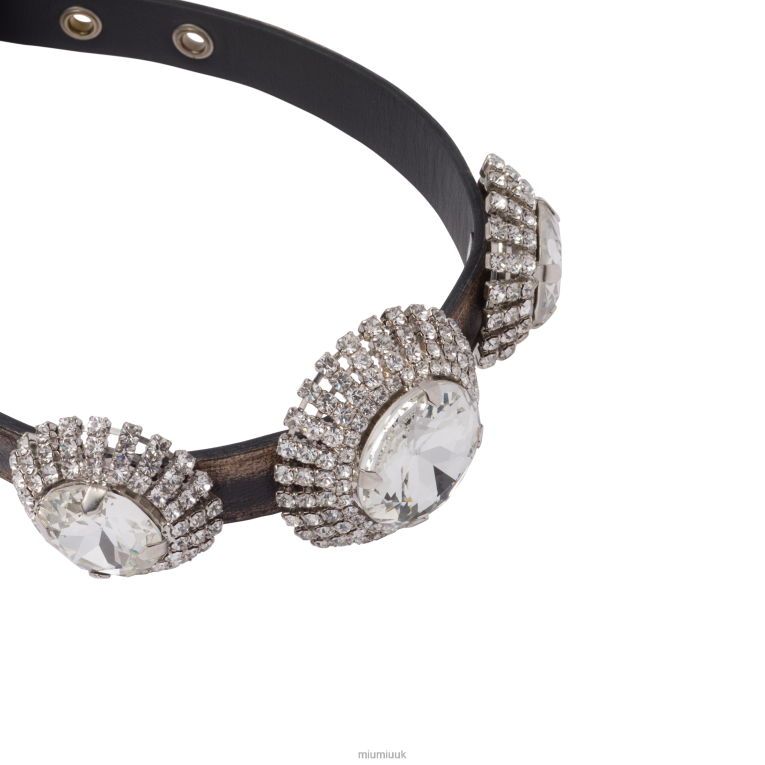 Jewels Nappa Leather Choker With Crystals Miu Miu XH28Z1374 Sand/Coffee