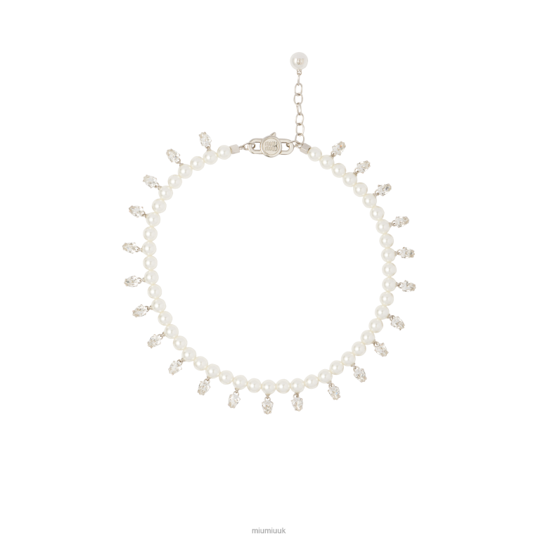 Jewels Pearl And Crystal Necklace Miu Miu XH28Z1378 Cream/Crystal