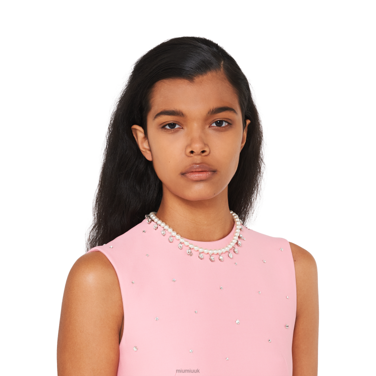 Jewels Pearl And Crystal Necklace Miu Miu XH28Z1378 Cream/Crystal