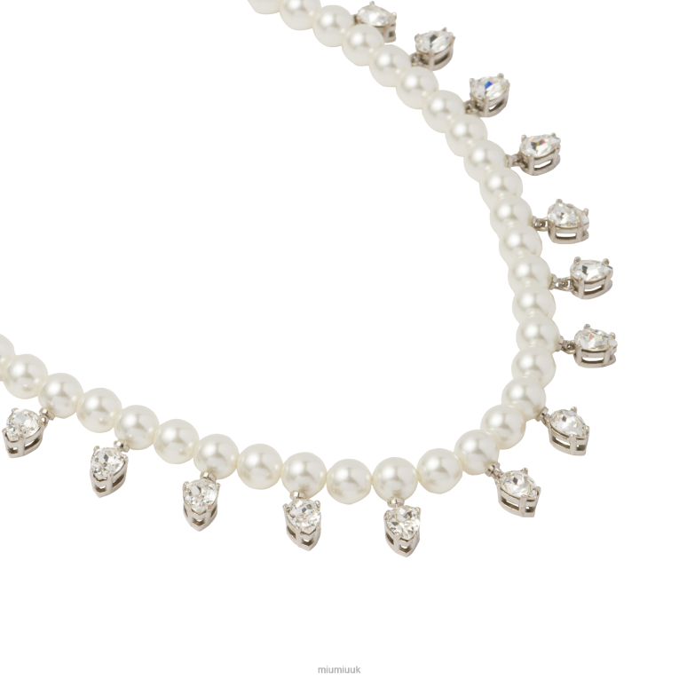 Jewels Pearl And Crystal Necklace Miu Miu XH28Z1378 Cream/Crystal