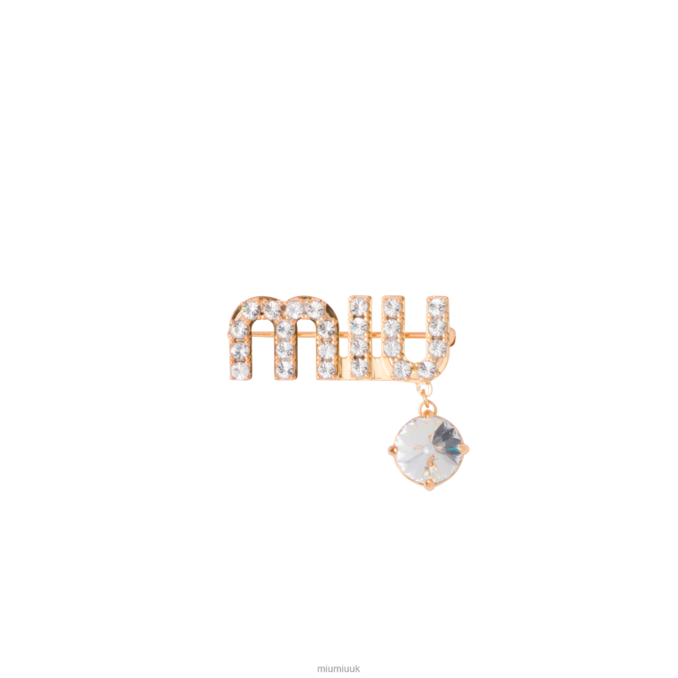 Jewels Brooch With Crystal Pendant Miu Miu XH28Z1392 Gold/Crystal