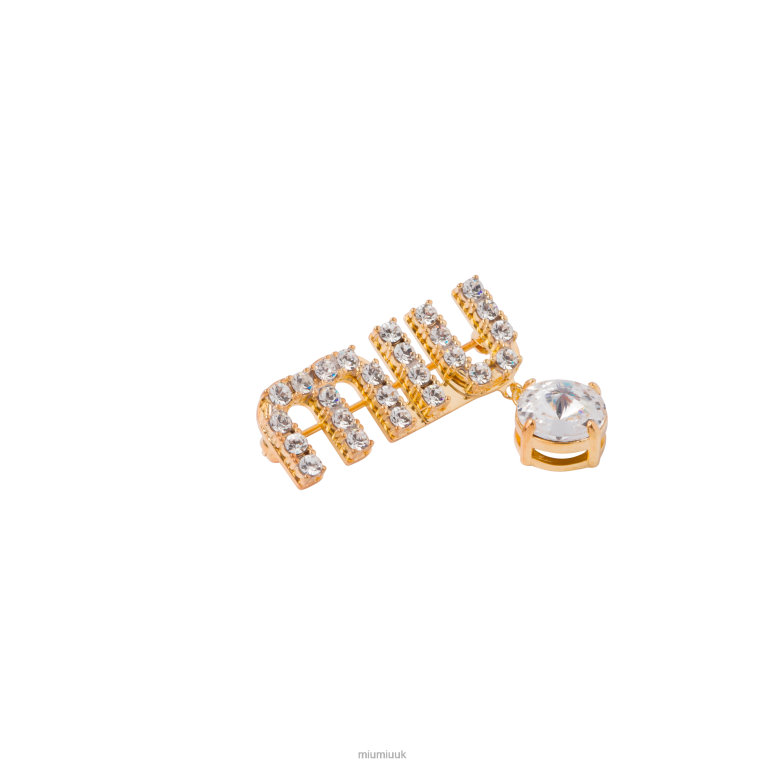 Jewels Brooch With Crystal Pendant Miu Miu XH28Z1392 Gold/Crystal