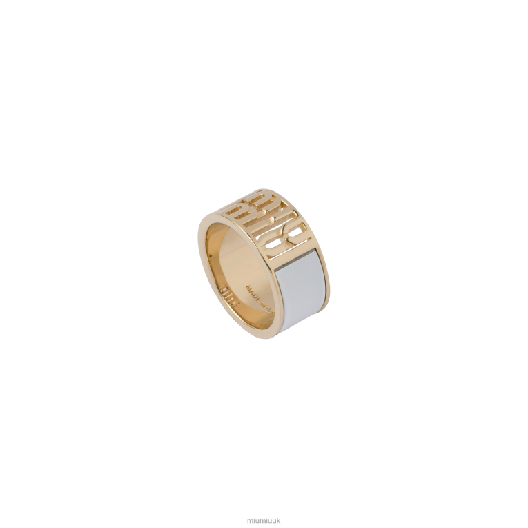 Jewels Enameled Metal Ring Miu Miu XH28Z1382 White