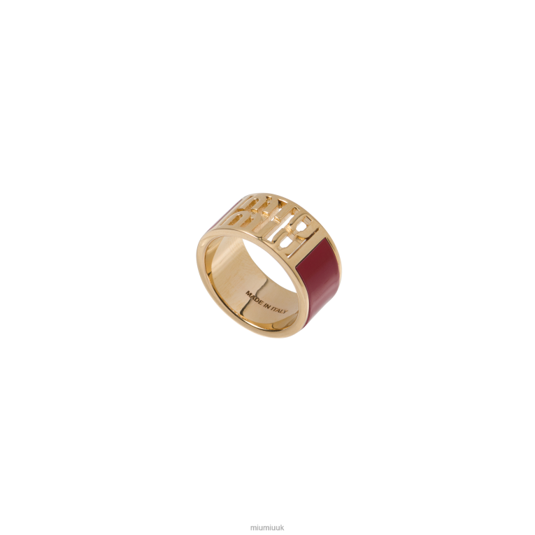Jewels Enameled Metal Ring Miu Miu XH28Z1383 Red
