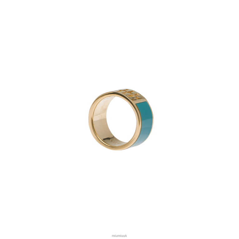 Jewels Enameled Metal Ring Miu Miu XH28Z1384 Peacock Blue