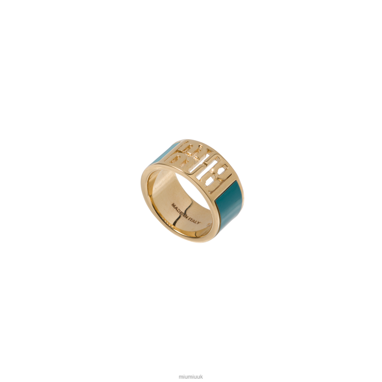 Jewels Enameled Metal Ring Miu Miu XH28Z1384 Peacock Blue