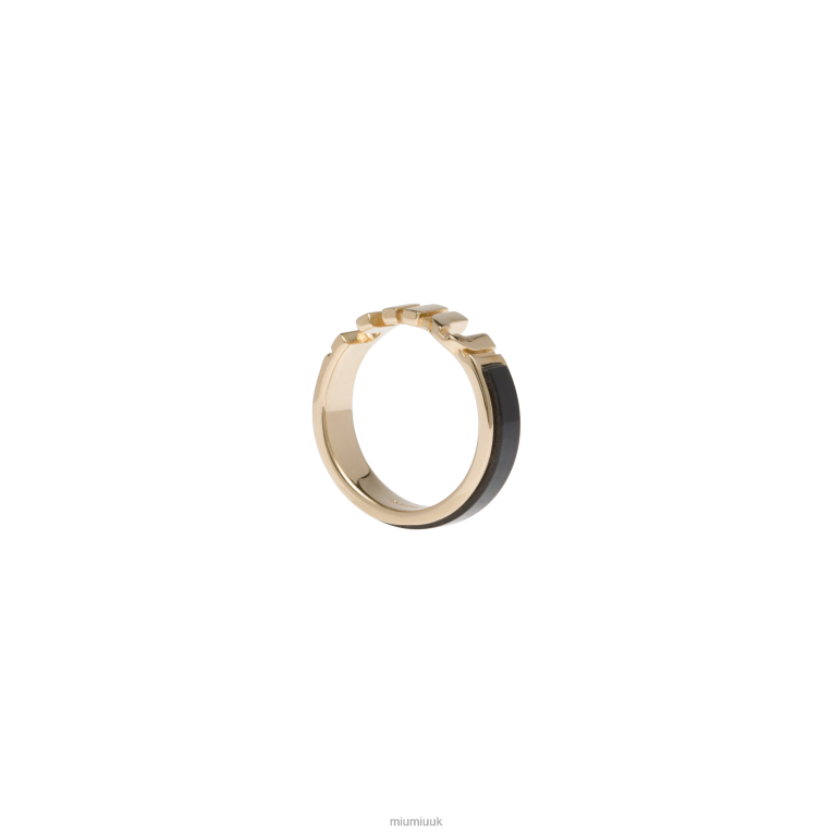 Jewels Enameled Metal Ring Miu Miu XH28Z1385 Black