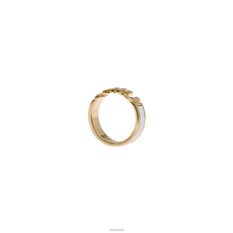 Jewels Enameled Metal Ring Miu Miu XH28Z1386 White