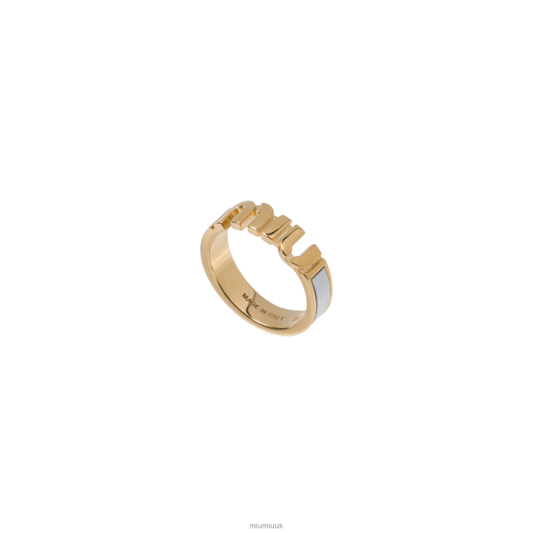 Jewels Enameled Metal Ring Miu Miu XH28Z1386 White