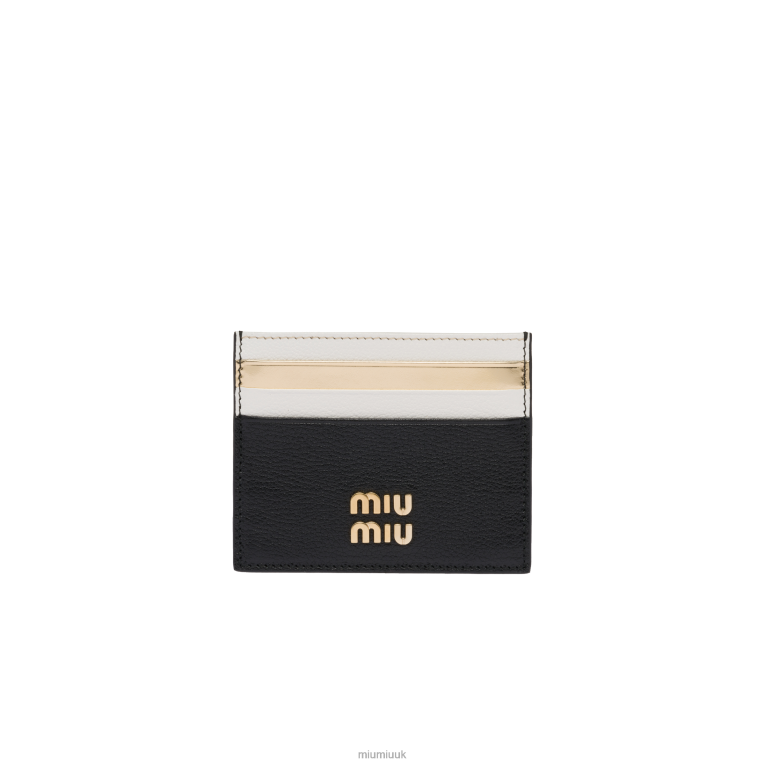 Collection Leather Card Holder Miu Miu XH28Z1055 Black/White