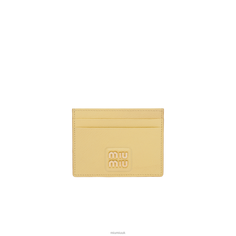 Collection Madras Leather Card Holder Miu Miu XH28Z1056 Lemon Yellow