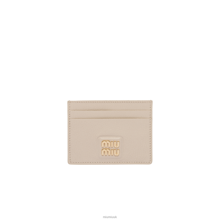 Collection Madras Leather Card Holder Miu Miu XH28Z1057 Raw White