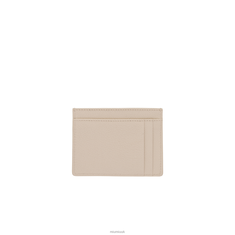 Collection Madras Leather Card Holder Miu Miu XH28Z1057 Raw White