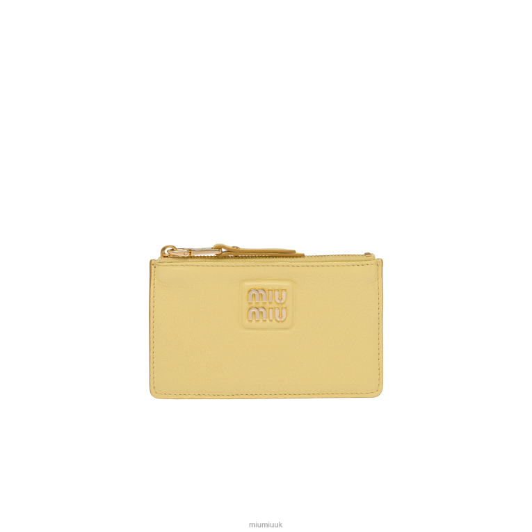 Collection Madras Leather Envelope Wallet Miu Miu XH28Z1054 Lemon Yellow