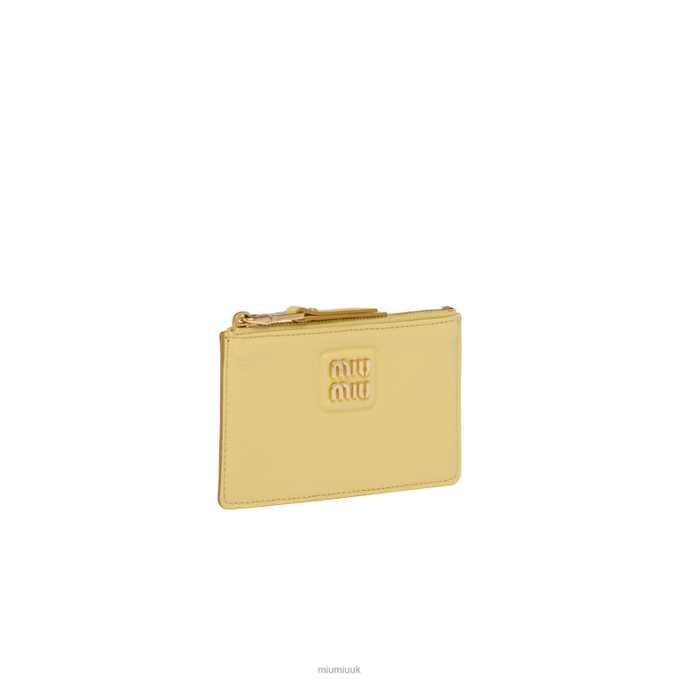 Collection Madras Leather Envelope Wallet Miu Miu XH28Z1054 Lemon Yellow
