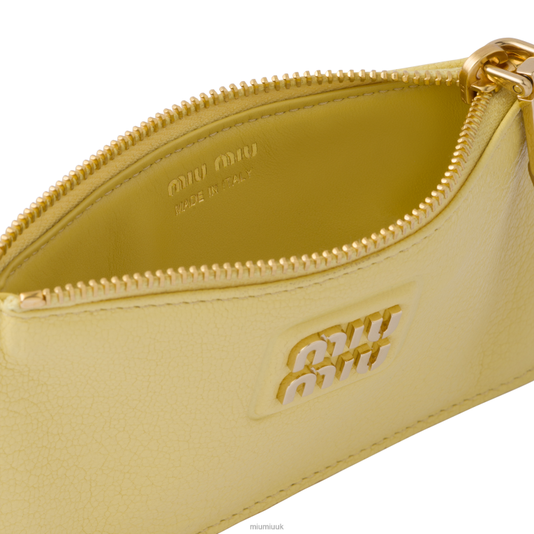 Collection Madras Leather Envelope Wallet Miu Miu XH28Z1054 Lemon Yellow