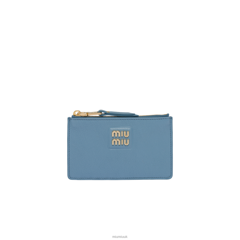 Collection Madras Leather Envelope Wallet Miu Miu XH28Z1058 Astral Blue