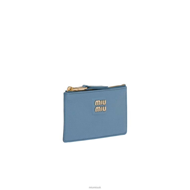 Collection Madras Leather Envelope Wallet Miu Miu XH28Z1058 Astral Blue