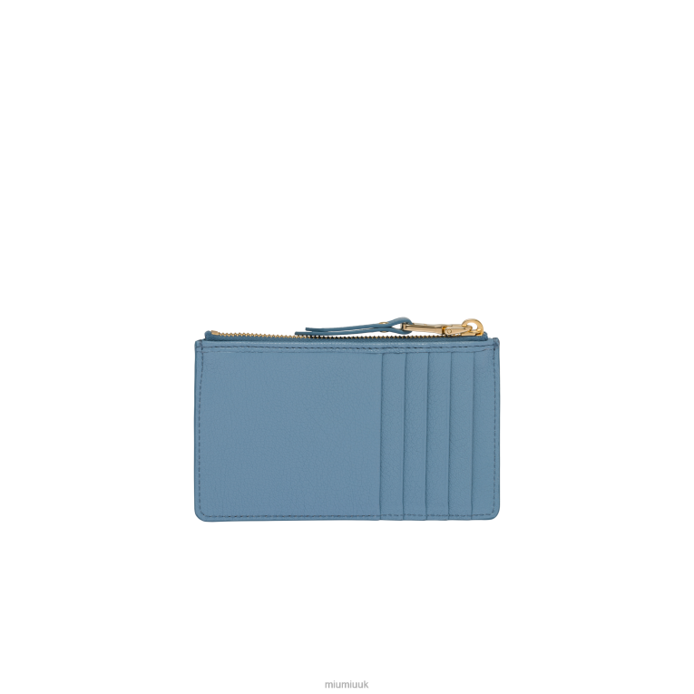 Collection Madras Leather Envelope Wallet Miu Miu XH28Z1058 Astral Blue