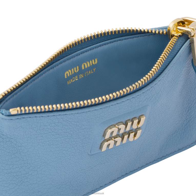 Collection Madras Leather Envelope Wallet Miu Miu XH28Z1058 Astral Blue