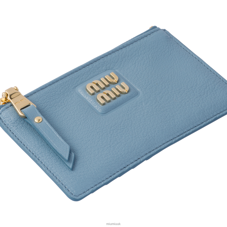 Collection Madras Leather Envelope Wallet Miu Miu XH28Z1058 Astral Blue