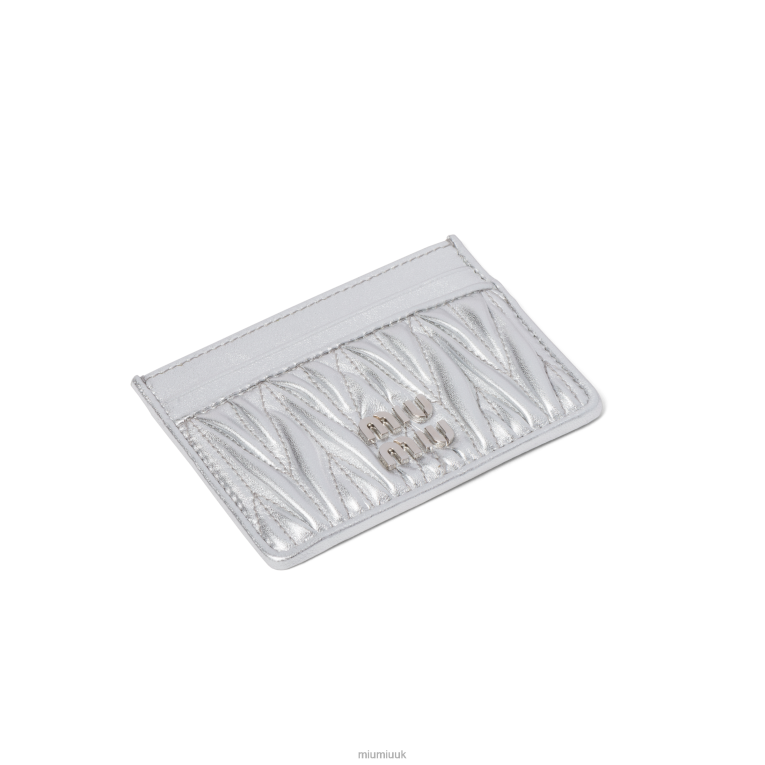 Collection Matelasse Nappa Leather Card Holder Miu Miu XH28Z1036 Silver
