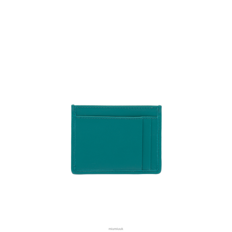 Collection Matelasse Nappa Leather Card Holder Miu Miu XH28Z1037 Peacock Blue