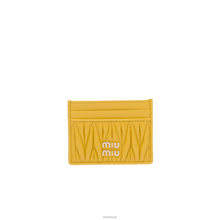 Collection Matelasse Nappa Leather Card Holder Miu Miu XH28Z1038 Sunny Yellow