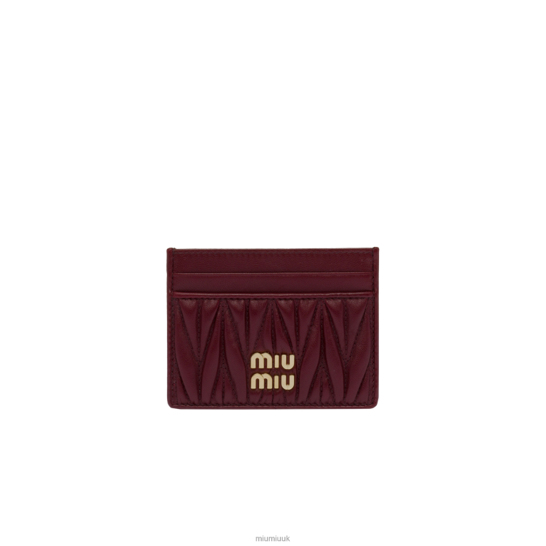 Collection Matelasse Nappa Leather Card Holder Miu Miu XH28Z1039 Amaranth Red/Maize Yellow