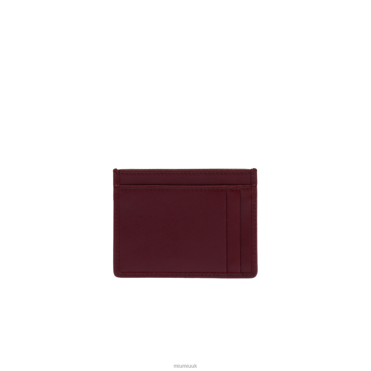 Collection Matelasse Nappa Leather Card Holder Miu Miu XH28Z1039 Amaranth Red/Maize Yellow