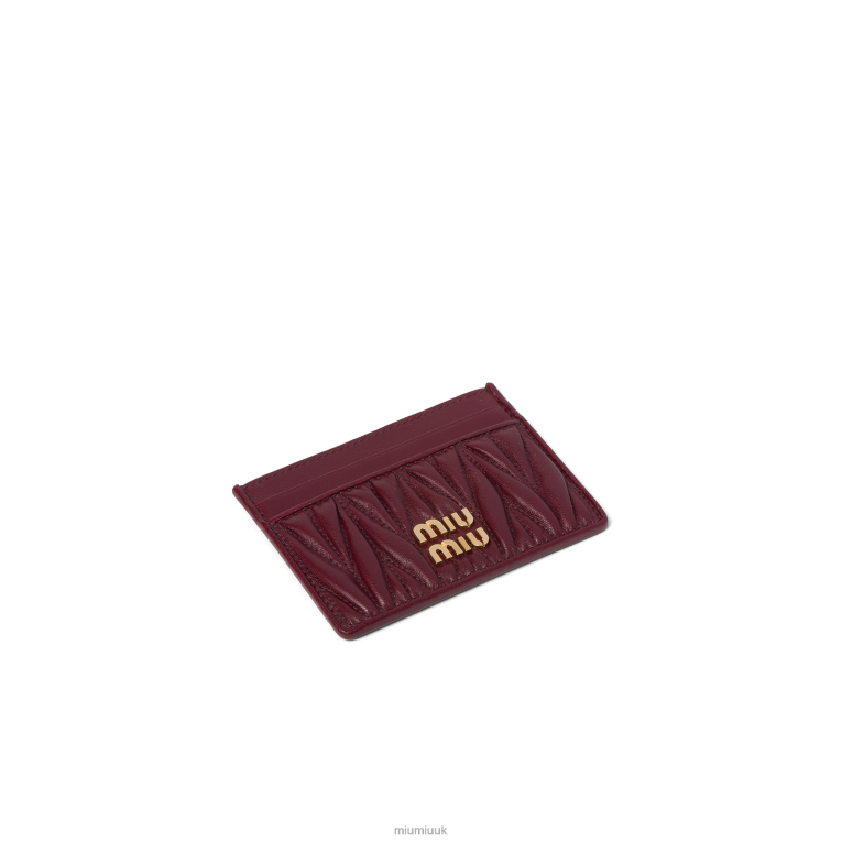 Collection Matelasse Nappa Leather Card Holder Miu Miu XH28Z1039 Amaranth Red/Maize Yellow