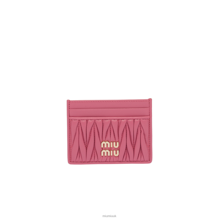 Collection Matelasse Nappa Leather Card Holder Miu Miu XH28Z1041 Begonia Pink