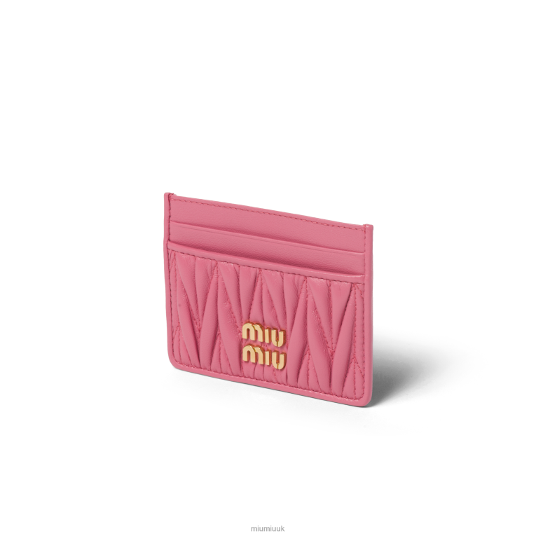 Collection Matelasse Nappa Leather Card Holder Miu Miu XH28Z1041 Begonia Pink