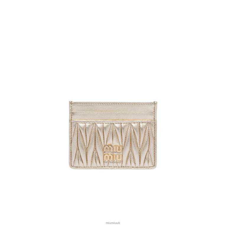 Collection Matelasse Nappa Leather Card Holder Miu Miu XH28Z1043 Pyrite