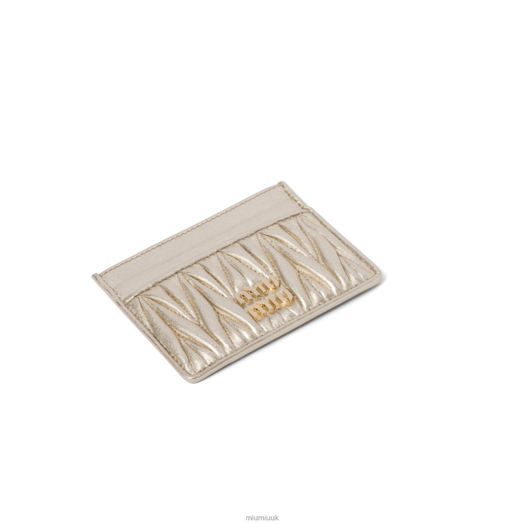Collection Matelasse Nappa Leather Card Holder Miu Miu XH28Z1043 Pyrite