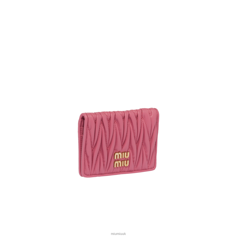 Collection Matelasse Nappa Leather Card Holder Miu Miu XH28Z1044 Begonia Pink