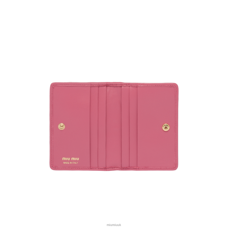 Collection Matelasse Nappa Leather Card Holder Miu Miu XH28Z1044 Begonia Pink