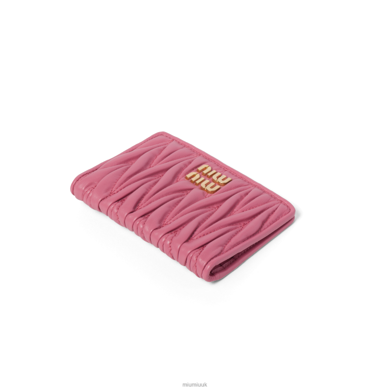 Collection Matelasse Nappa Leather Card Holder Miu Miu XH28Z1044 Begonia Pink