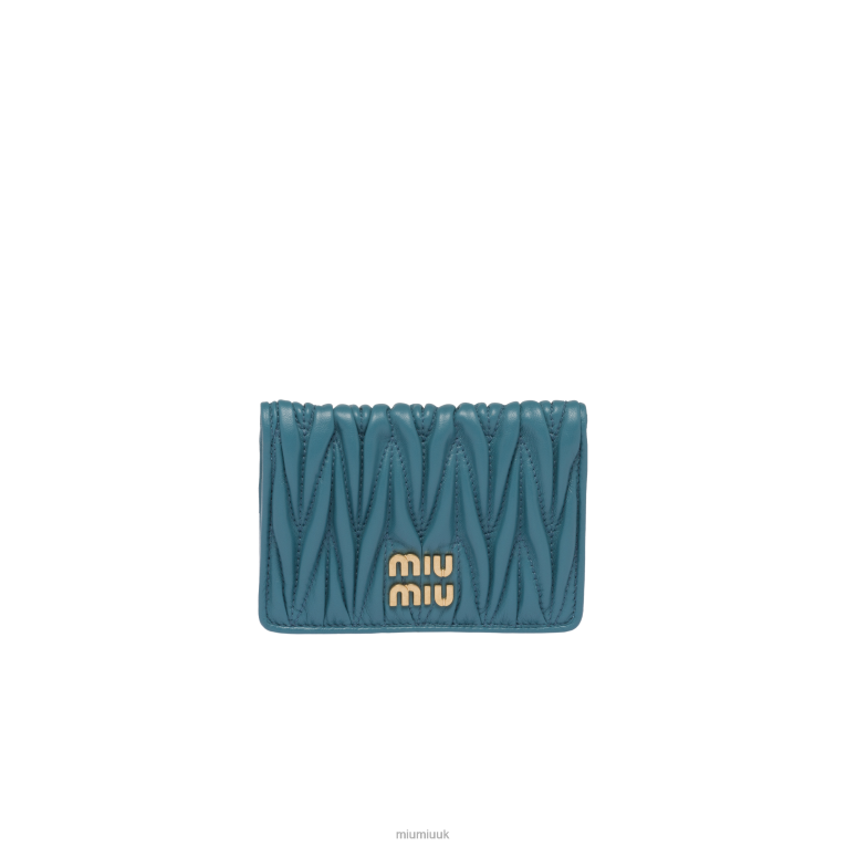 Collection Matelasse Nappa Leather Card Holder Miu Miu XH28Z1046 Marina Blue