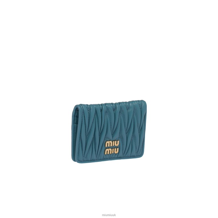 Collection Matelasse Nappa Leather Card Holder Miu Miu XH28Z1046 Marina Blue