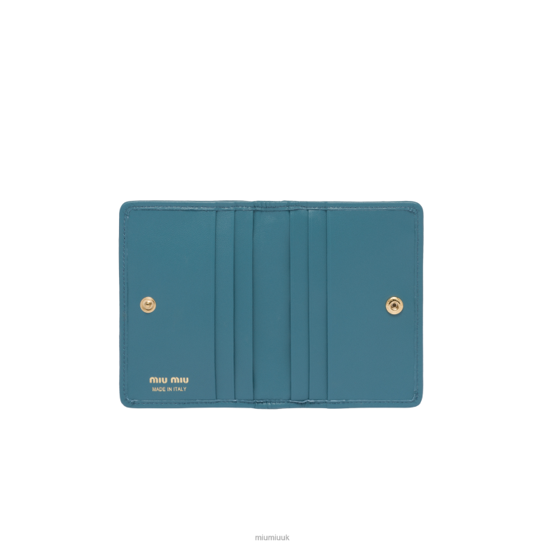 Collection Matelasse Nappa Leather Card Holder Miu Miu XH28Z1046 Marina Blue